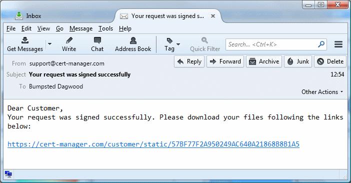 If a hash was uploaded, the developer can download the signed hash and embed it into the binary to create a digitally signed file.