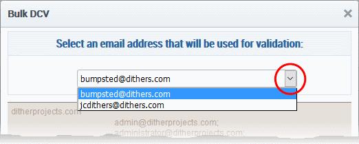addresses and the email addresses fetched from the WhoIs database
