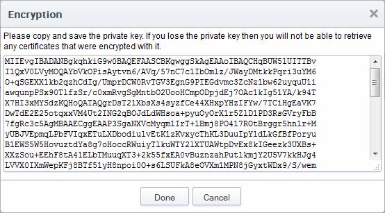 6.5.5 Encrypting the Private Keys To use this feature the administrator needs to initialize private key encryption by clicking 'Initialize Encryption' button.