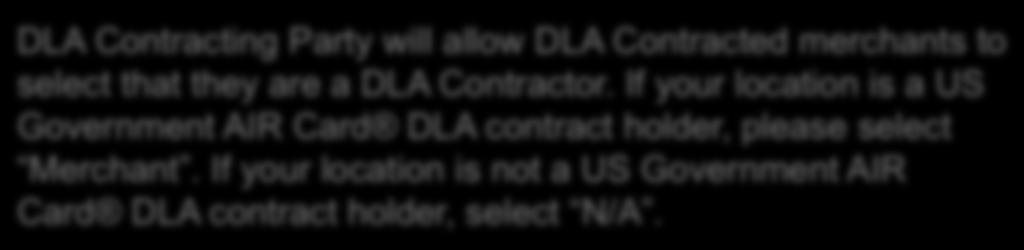 If your location is a US Government AIR Card DLA contract holder, please