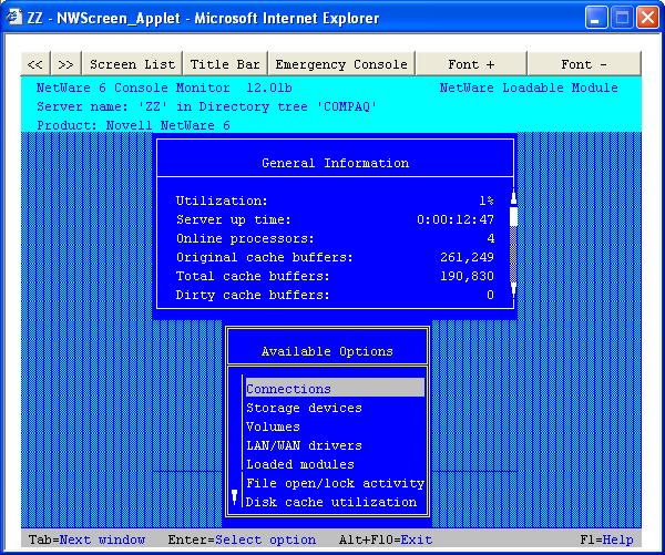 NetWare performance monitoring tools There are several NetWare monitoring tools that can be used either separately or in conjunction with each other for viewing server statistics, health, activities