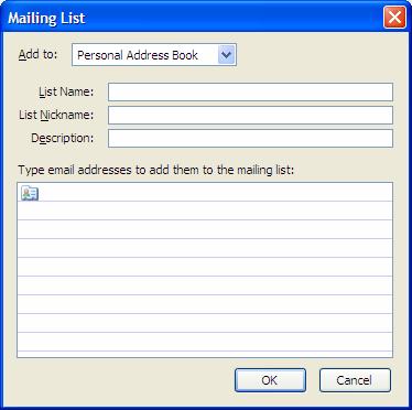 Provide a name then click OK. 6.2 Mailing Lists Mailing lists are invaluable if you are in a research group, committee, or any collection of people with a common interest.