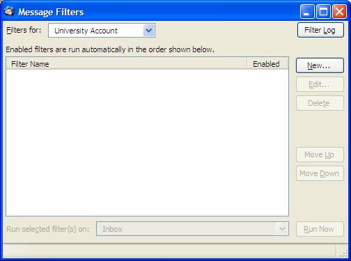 10. New Mail Filtering New mail filtering is a very powerful feature, which instructs Thunderbird to process messages automatically as they arrive.