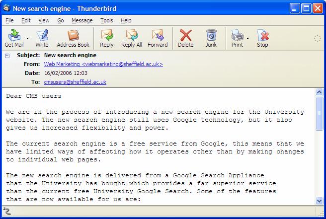 4. Received Messages 4.1 Reading New Mail Thunderbird holds new messages in the Inbox and lets you store old messages in folders.