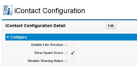 Configuring icontact for Salesforce (You re almost done!) 1. Click All tabs (+ or > on far right tab) 2. Click on 3. Click Edit 4. Configure a.