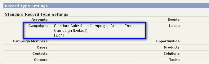 Under Standard Record Types, click Edit for Campaigns b.