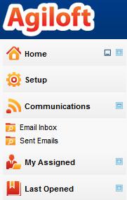 Left Pane Communications Tab The links for Email Inbox and Sent Emails are saved searches