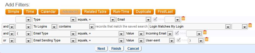 Tips for Saved Searches on All Communications Because the Communications table is likely to hold millions of records, it is important to design filters that will run searches quickly.