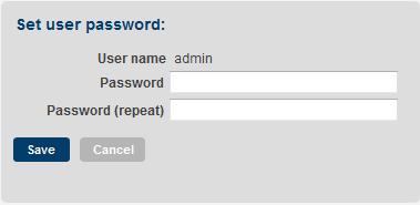 Set password A user s password can be changed here by the administrator.