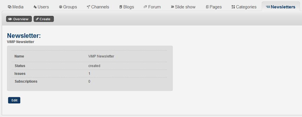 Newsletter information By clicking a newsletter title the newsletter information view opens.