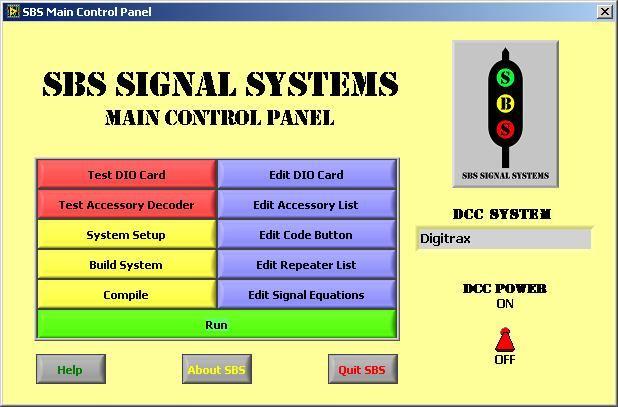 Figure 7, SBS Main Control Panel This is your entry point into SBS software.