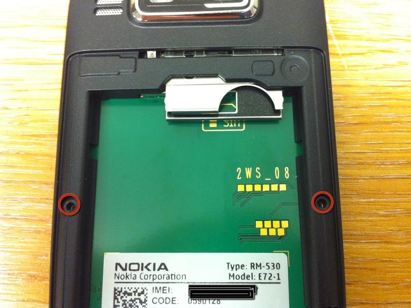 casing on the back of the E72.