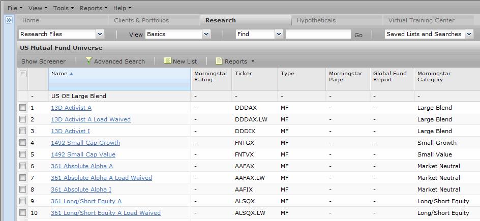 Finding Investments in the Research Module How do I use the Find field? To use the Find field, do the following: 1. On the toolbar, click in the Find field. 2. Type in your search string.