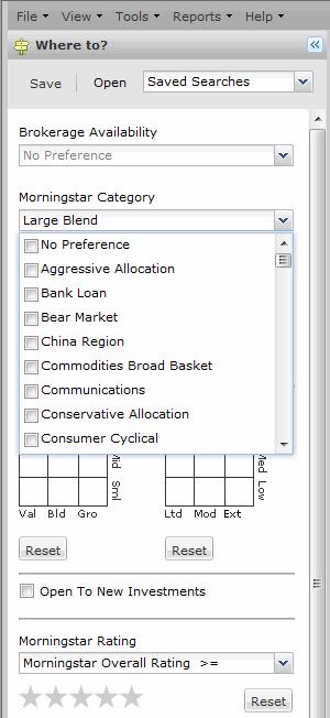 Finding Investments in the Research Module How do I save a Screener search? The default selection is No Preference.