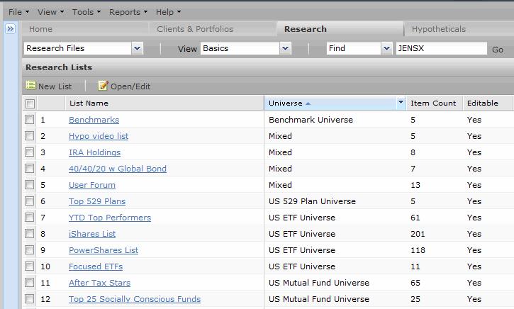 Working with Custom Views in the Research Module Overview Working with Custom Views in the Research Module The view you choose in Advisor Workstation s Research module changes the columns you see in