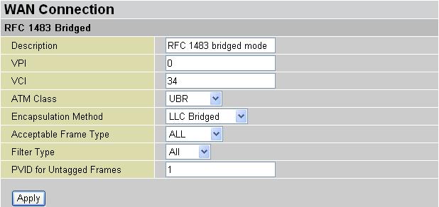 From the example, 0/40 is used for data/internet and with the assumption that PPPoE is used; click the Edit button to change the VPI/VCI to 0/40.