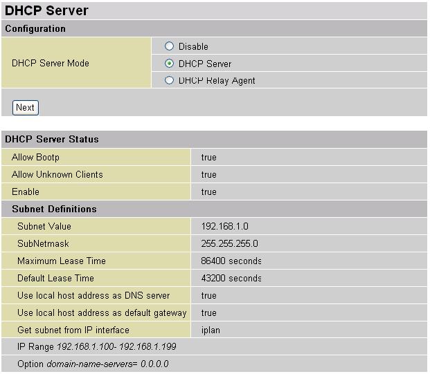 DHCP Server You can disable or enable the DHCP (Dynamic Host Configuration Protocol) server or enable the router s DHCP relay functions.