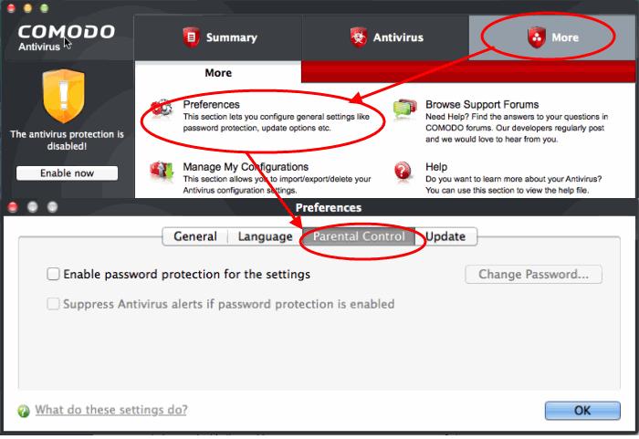 1.8.5. How to Password Protect Your CAV Settings This page explains how to password protect access to the CAV interface.