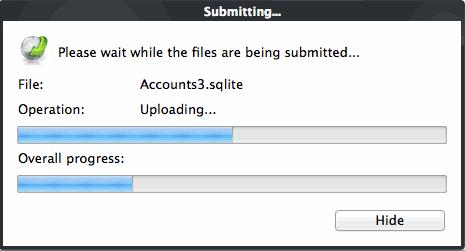 Progress bars indicate the progress of the files submission to Comodo.