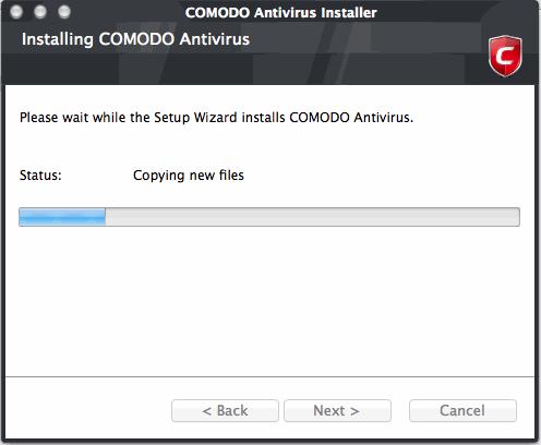 To confirm your choices and begin the installation of the Comodo Antivirus, click