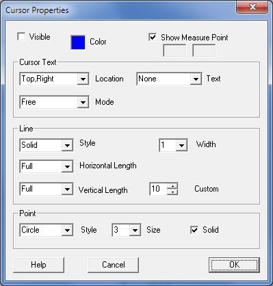 16 Figure 17 Cursor Properties Various options are available to change the cursor properties.