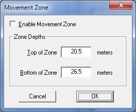 32 Figure 39 Movement Zone Dialog 3. To enable the movement zone, place a check in the upper box.