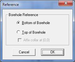 37 Figure 45 Borehole Reference Select the desired reference type and press OK.