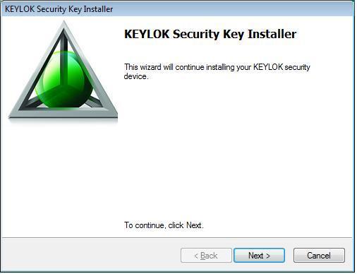 60 The MS Windows system should detect the new device and display KEYLOK Security Key