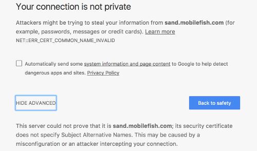 CERTIFICATE WITH SUBJECT ALTERNATIVE NAMES Chrome browsers will issue a