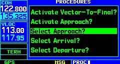 SELECT AN APPROACH TO EDIT A FLIGHT PLAN 1) Press the FPL Key and turn the small right knob to display the Flight Plan Catalog Page. 2) Press the small right knob to activate the cursor.