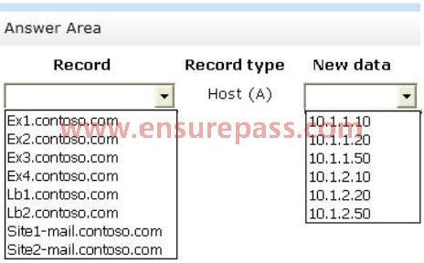 com to access their mailbox. Users in 5ite2 connect to site2-mail.contoso.com to access their mailbox. All of the users use Microsoft Outlook 2013.