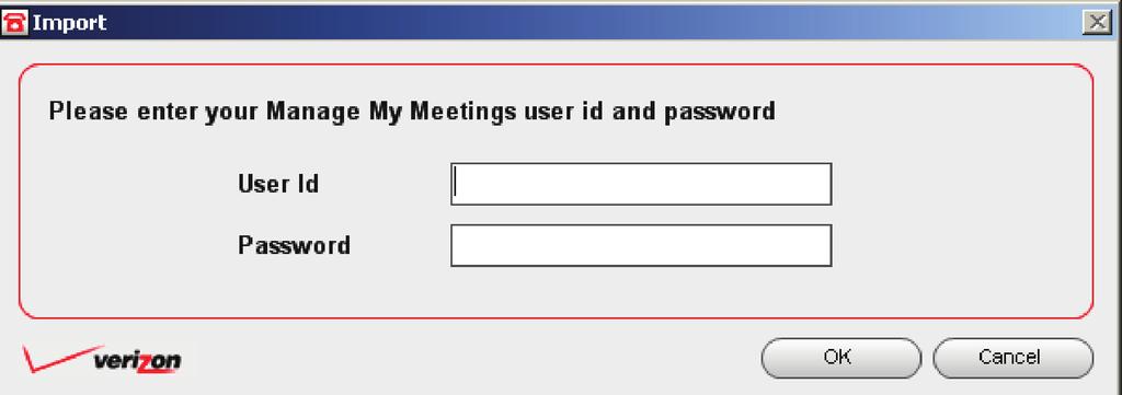 you must have your Manage My Meetings login name and password as shown below.