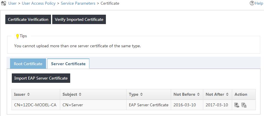 8. Select Private key is included in server certificate file, click Browse next to the Server Certificate File field, and select a server certificate, as shown in Figure 54.