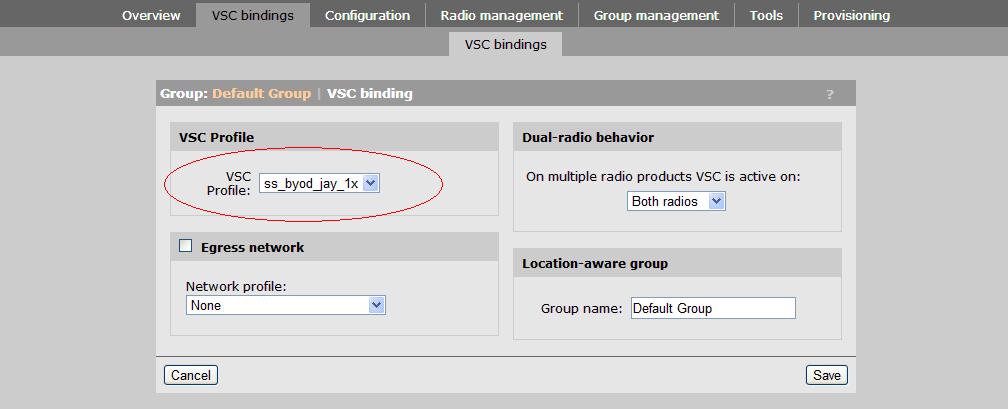 5. Click Save. Configuring a VSC binding 1. From the navigation tree, select Network Tree > Controller. 2.