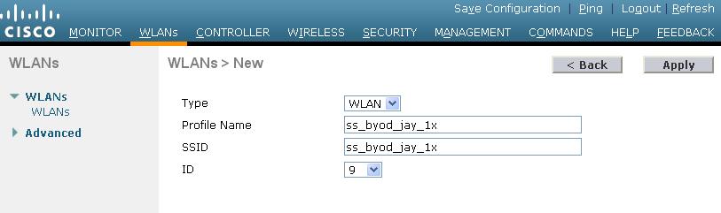 Figure 66 Adding a WLAN 5. Click Apply. The page for editing the WLAN opens. 6. Click the General tab and configure the following parameters, as shown in Figure 67: a.