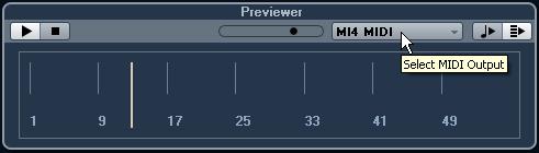 The elements visible in this section and their functions depend on the type of media file.! The Previewer section is not available for video files, project files, and audio track presets.