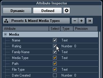 Managing the attribute lists In the Attribute Inspector, you can define which attributes are shown in the Results list and in the Attribute Inspector itself.