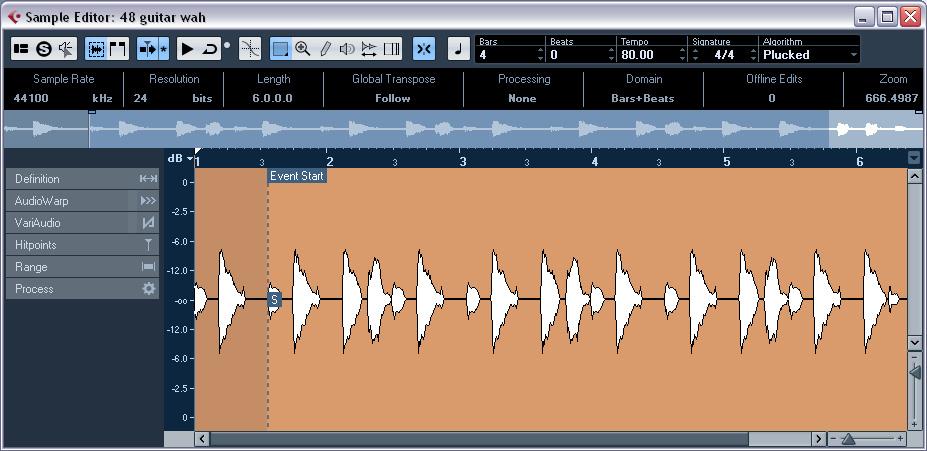 Window overview The Sample Editor allows you to view and manipulate audio by cutting and pasting, removing, or drawing audio data, and by processing or applying effects.