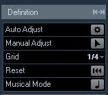 The toolbar Current selection range Original pitch and deviation Acoustic Pitch Feedback Show Audio Event Audition, Loop, and Volume controls Set up Window Layout Solo Editor Snap to Zero Crossing