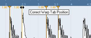 Using the Free Warp tool Warp tabs are created using the Free Warp tool on the AudioWarp tab of the Sample Editor, but can also be created from hitpoints (see Creating warp tabs from hitpoints on
