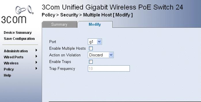 Defining Multiple Hosts 61 Defining Multiple Hosts The Multiple Host Summary Page allows network managers to configure advanced port-based authentication settings for specific ports and VLANs.