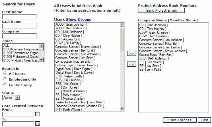 Previously in this document we discussed the definition and purpose of the Project Address Book. This option allows for the creation of this project address book.
