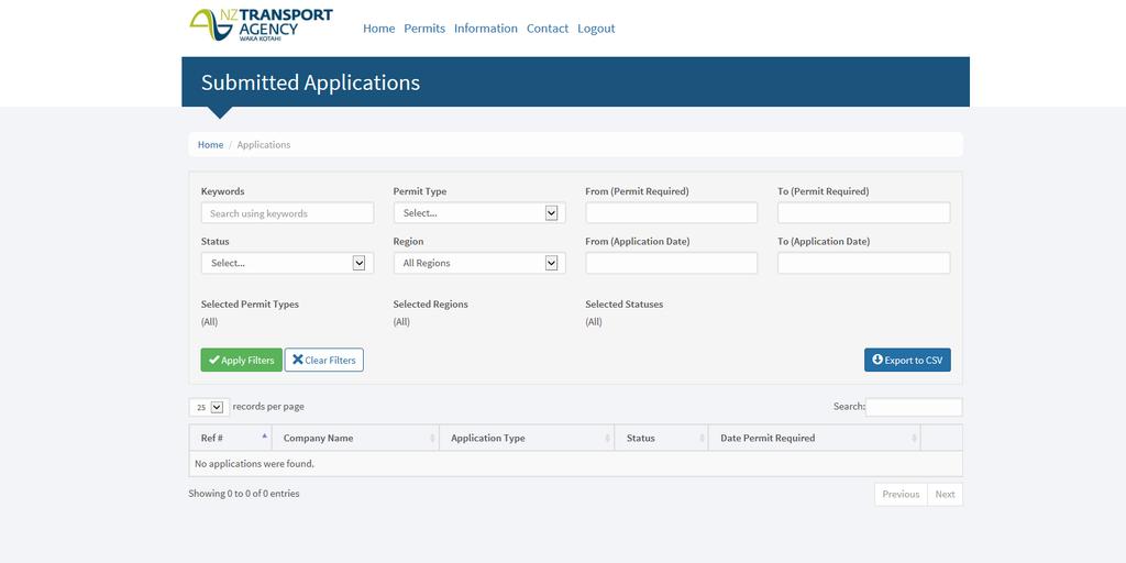 progress of already submitted applications, click on Manage your Applications.