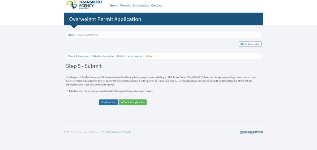 Step 5: To submit the application, click on the declaration check box to confirm that all information provided on the application form are true and correct.