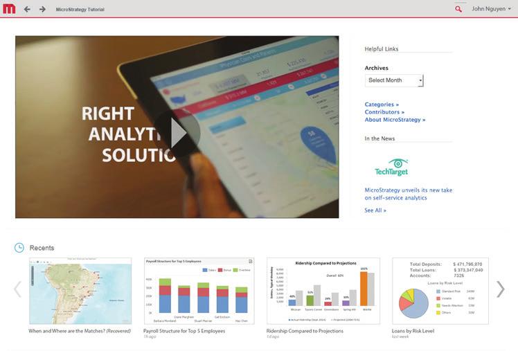 MicroStrategy Analytics Enterprise 10.2 BETA Brand new customizable home-screen With version 10.