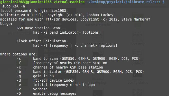 3.5 Kalibrate Tool Kalibrate [11] (kal) can scan for GSM base stations in a given frequency band and can use those GSM base stations to calculate the local oscillator frequency offset.