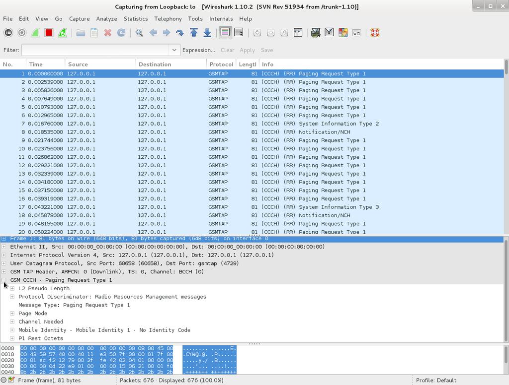 Figure 27. Decoded Packets in Wireshark Step 3:Search for an Immediate Assignment packet and take a closer look at the packet.