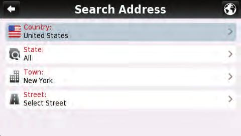 How to Navigate Navigate to an address From the main menu select Go To and then Address. After inputting the address click Input an address Select Country, State (when available), City.