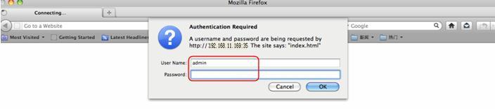 Default Username is admin with no password Figure 1.