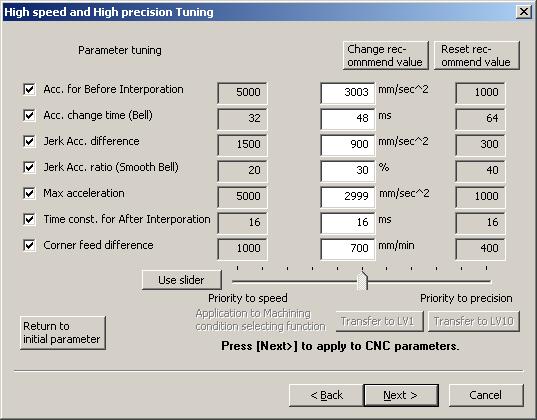 7.TUNING NAVIGATOR USAGE B-65404EN/01 4. Parameter tuning screen is shown.